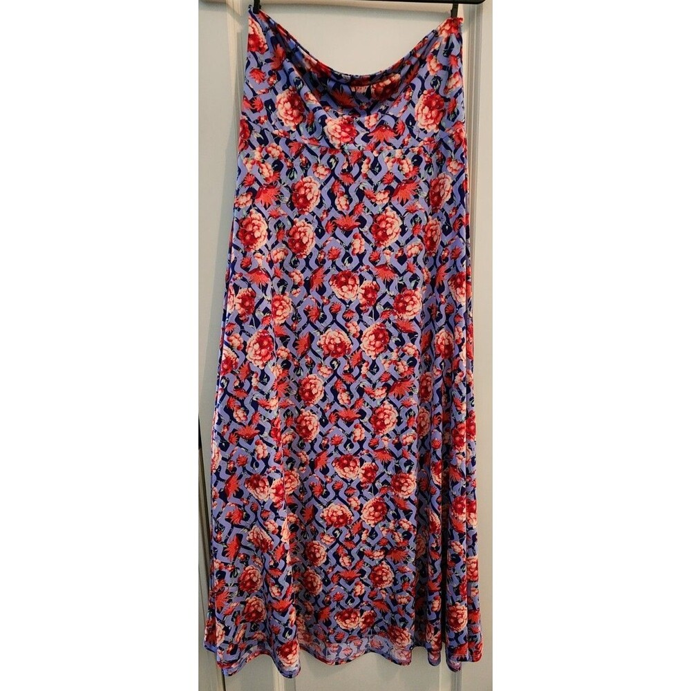 LuLaRoe MAXI Purple Blue Red Floral Skirt Dress Long Sz S